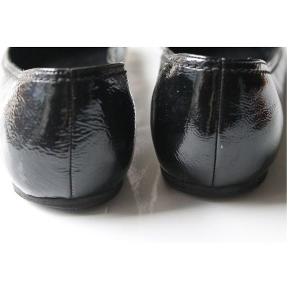 Gucci Patent Leather Gold Buckle Flats Size 6 Black Authentic - Picture 3 of 9